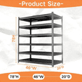 thumbnail image 2 of 46"W Heavy Duty Shelving 3600LBS Steel Shelves 6-Tier Adjustable Garage Storage Industrial Shelf for Kitchen Pantry Basement Bathroom Laundry Shop Plant Book Shoes, 20"D x 46"W x 78"H, 2 of 14