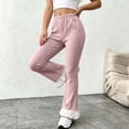 thumbnail image 6 of Ugoldhm Women's Ribbed Knit Flare Pants Elastic Waist Ruffle Hem Bow Decor Slim Casual Bell Bottom Trousers 0-14Y, 6 of 7