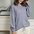 thumbnail image 5 of Lovskoo Sweaters for Women Long Sleeve Solid Color Crewneck Pullover Knit Jumper Tops Casual Sweater Gray, 5 of 5