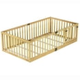 thumbnail image 4 of Miniyam Wooden Twin Size Floor Bed for Kids with Door, High Safety Fence, Oak, 4 of 7