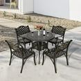 thumbnail image 6 of VIVIJASON 5-Piece Outdoor Patio Dining Set, All-Weather Cast Aluminum Conversation Set, Patio Furniture Set for Balcony Lawn Garden Backyard, Include 4 Chairs, a 35.2" Round Table with Umbrella Hole, 6 of 7