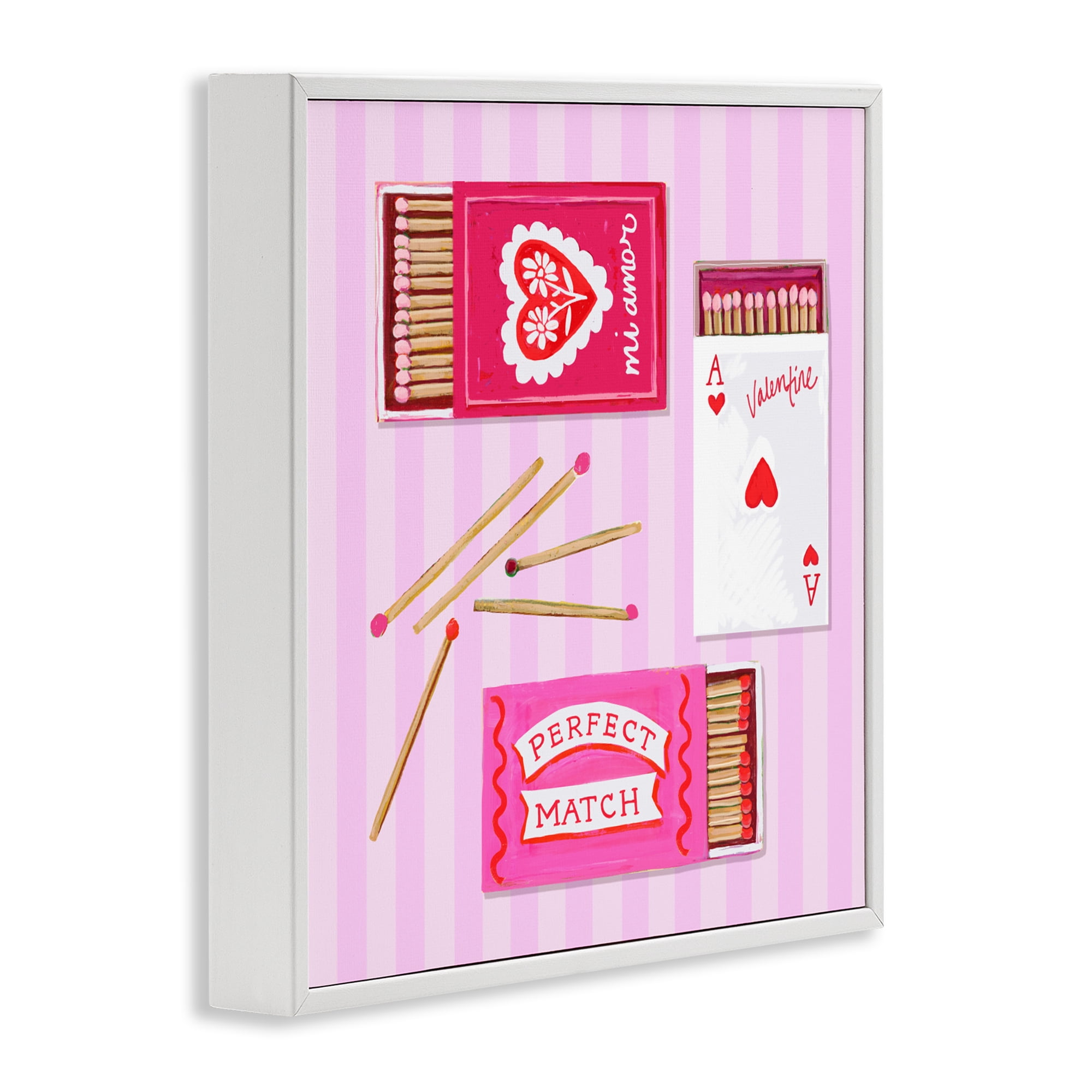 Stupell Industries Romantic Valentine's Matchboxes White Framed Giclee Art, design by Rachael Reese