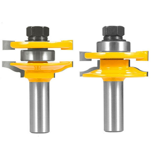 2PCS Tongue Grooves Router Bit Set T-shape Wood Milling Cutter for Woodworking Tool 1/2'' and 1/4'' Shank Optional