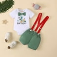 thumbnail image 2 of Outfit 1St Birthday Clothing Outfit Jumpsuit Overalls Soft Set 2 Piece Baby Boy Clothes Army Green 12 Months-18 Months, 2 of 3