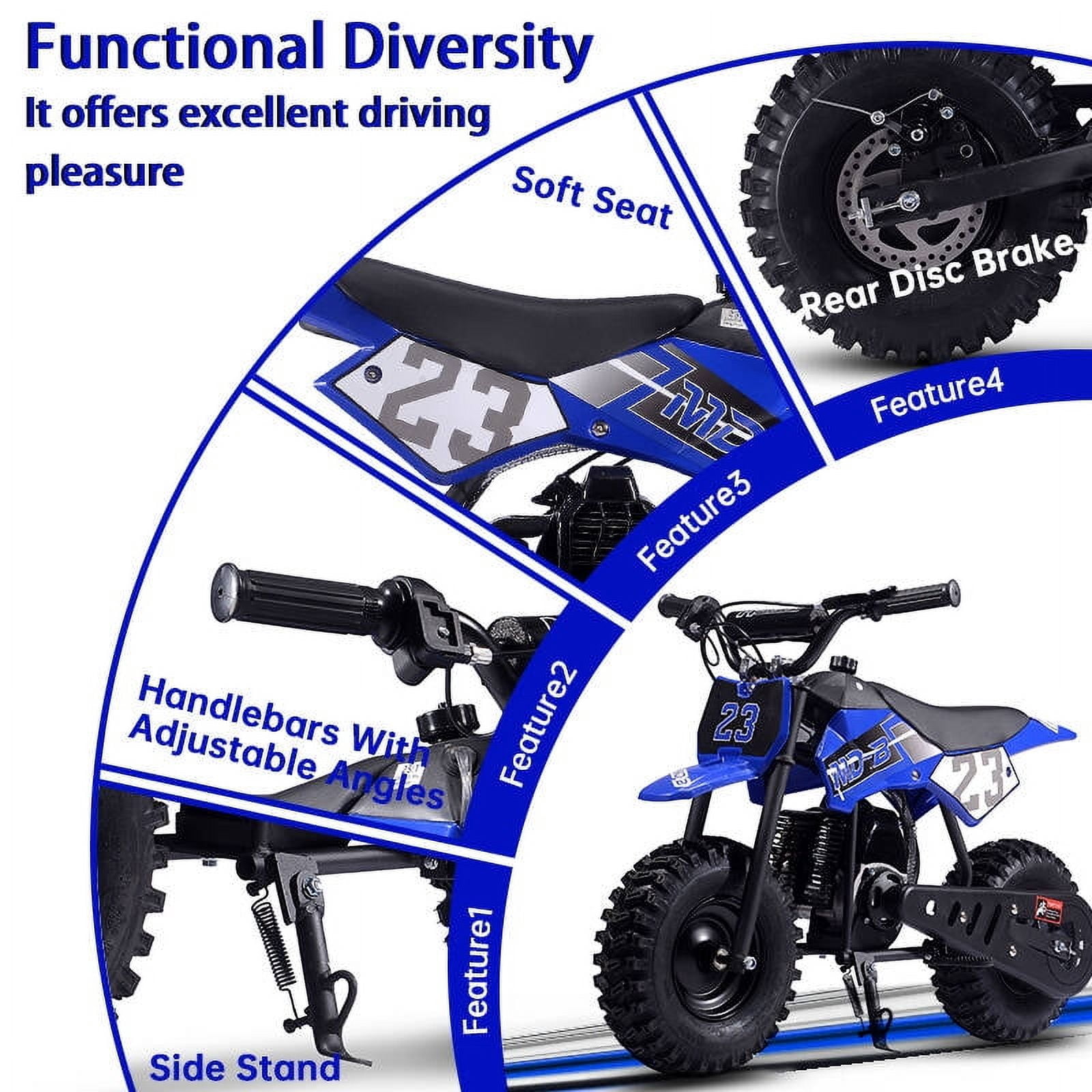 SAY YEAH Mini Bike,Gas Powered Kids Dirt Bike for Age 8-14,38*27*22in,Blue