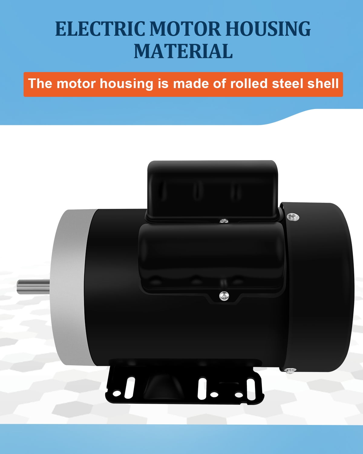 5HP Electric Motor 3450RPM General Purpose Single Phase Motor 208-230V 56C Frame 5/8" Shaft Diameter 60HZ TEFC