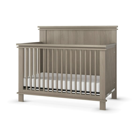 Child Craft Denman 4-in-1 Convertible Crib, Craftsman Panel Design, 2 Mattress Heights, Crescent Gray