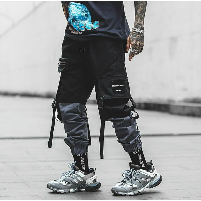 Techwear Streetwear Cargo Pants Relaxed Fit Multi-Pocket Urban Mens  Tactical Joggers 