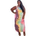 thumbnail image 4 of Plus Size Tie Dye V Neck Tie Dye Round Hem Maxi Dress, 4 of 4
