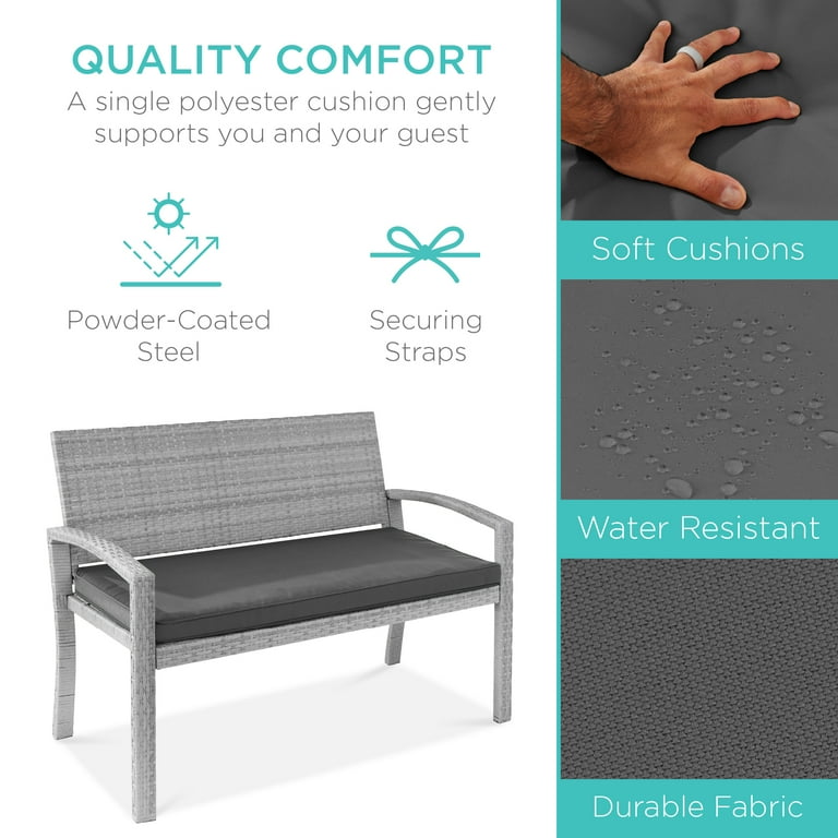 Best Choice Products 2-Person Wicker Bench, 700lb Capacity photo 3