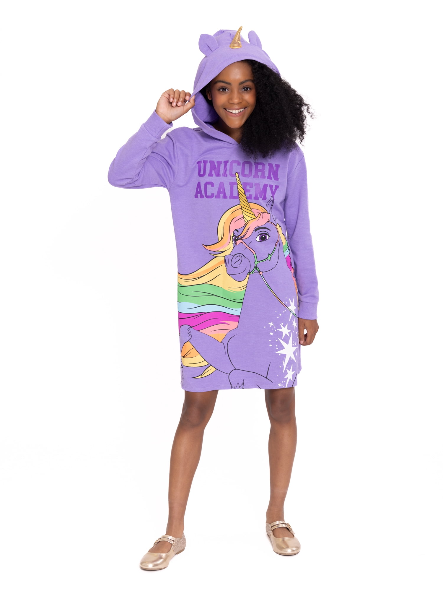 Unicorn Academy Girls Hooded Long Sleeve Cosplay Dress, Sizes 4-12
