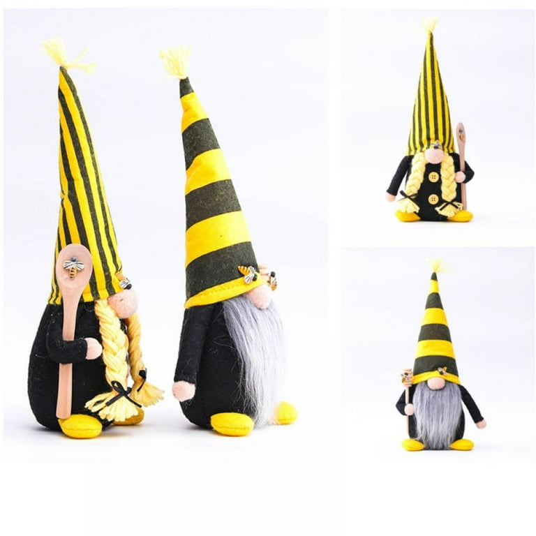 Bumble Bee Gnomes Plush - Honey Bee Day Handmade Spring Gnome Yellow &  Black Scandinavian Tomte Nisse Swedish Elf Faceless Doll for Kitchen Tiered