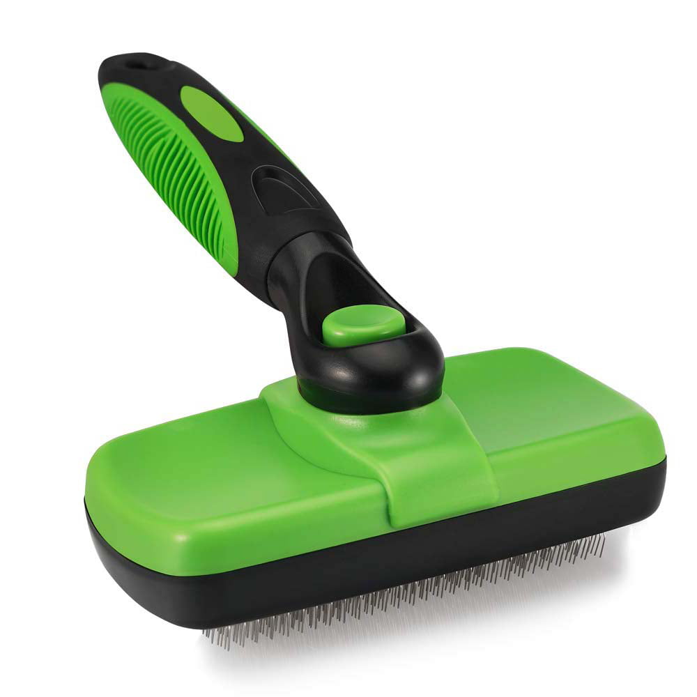 Mats and Tangled Hair Green Wentros Self Cleaning Slicker Brush,Gently Removes Loose Undercoat Deshedding Grooming Tool for Dog Cat and Pets