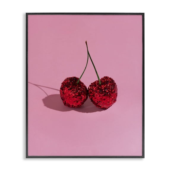 Stupell Industries Modern Glitter Encrusted Cherries Black Framed Giclee Art, 11 x 14, by LISH Creative