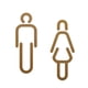 thumbnail image 2 of Letrero de baño para hombre y mujer, letrero de WC, juego de figuras 3D, etiqueta adhesiva de pared antigua, estilo nórdico un dorado, 2 of 9
