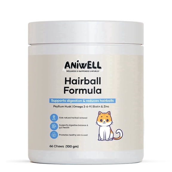 Aniwell Hairball Formula – Hairball Management for Cats | with Omega-3s, Biotin & Sunflower Lecithin | Supports Digestive & Coat Health