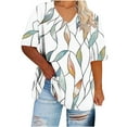 thumbnail image 5 of Women's T-Shirts Plus Size V-Neck Leaves Printed Short Sleeve Tee Tops Summer Base T-Shirts, 5 of 5