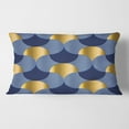 thumbnail image 2 of Designart Retro Luxury Waves In Gold And Blue VIII' Mid-Century Modern Throw Pillow - 12x20, 2 of 2