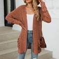 thumbnail image 6 of idosla Women's Open Front Long Sleeve Sweaters Cardigan Casual Knit Classic Outerwear Coat with Pockets (Orange, XL), 6 of 7