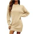 thumbnail image 2 of WJHWSX Fall Dresses for Women 2025,Womens Dresses,Dresses for Women,Long Sleeve,Crew Neck,Easy Care,Solid,M(US:6), 2 of 9