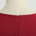 thumbnail image 4 of JINMGG Dresses under $10.00 Fashion Women Zipper V-Neck Solid Color Full Swing Short-Sleeved Dress Wine XL, 4 of 6