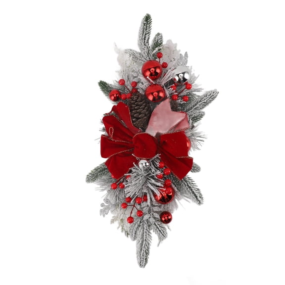 BIMZUC 11.8"x23.6" PVC Christmas Staircase Swag – Realistic Red Berry & Pine Cone Design, Durable, Versatile Decor for Tables, Walls, and Trees
