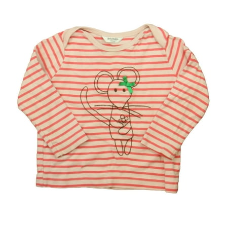 

Pre-owned Boden Girls Pink | Stripe Mouse Long Sleeve T-Shirt size: 12-18 Months