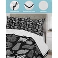thumbnail image 4 of Quilts Twin-XL Size Bedding Set, Black Cat Lightweight Quilted Comforter, Vintage Striped Geometric Abstract Soft Reversible Bedspread Coverlet with Pillow Covers for All Season, 68" x 98", 4 of 7
