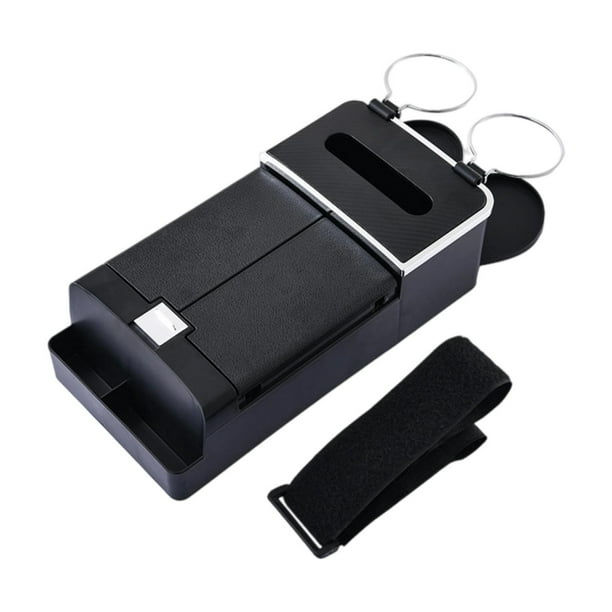 Caja de almacenamiento para reposabrazos de coche, caja de pañuelos, organizador de funda para reposabrazos de consola central para viajes con portavasos