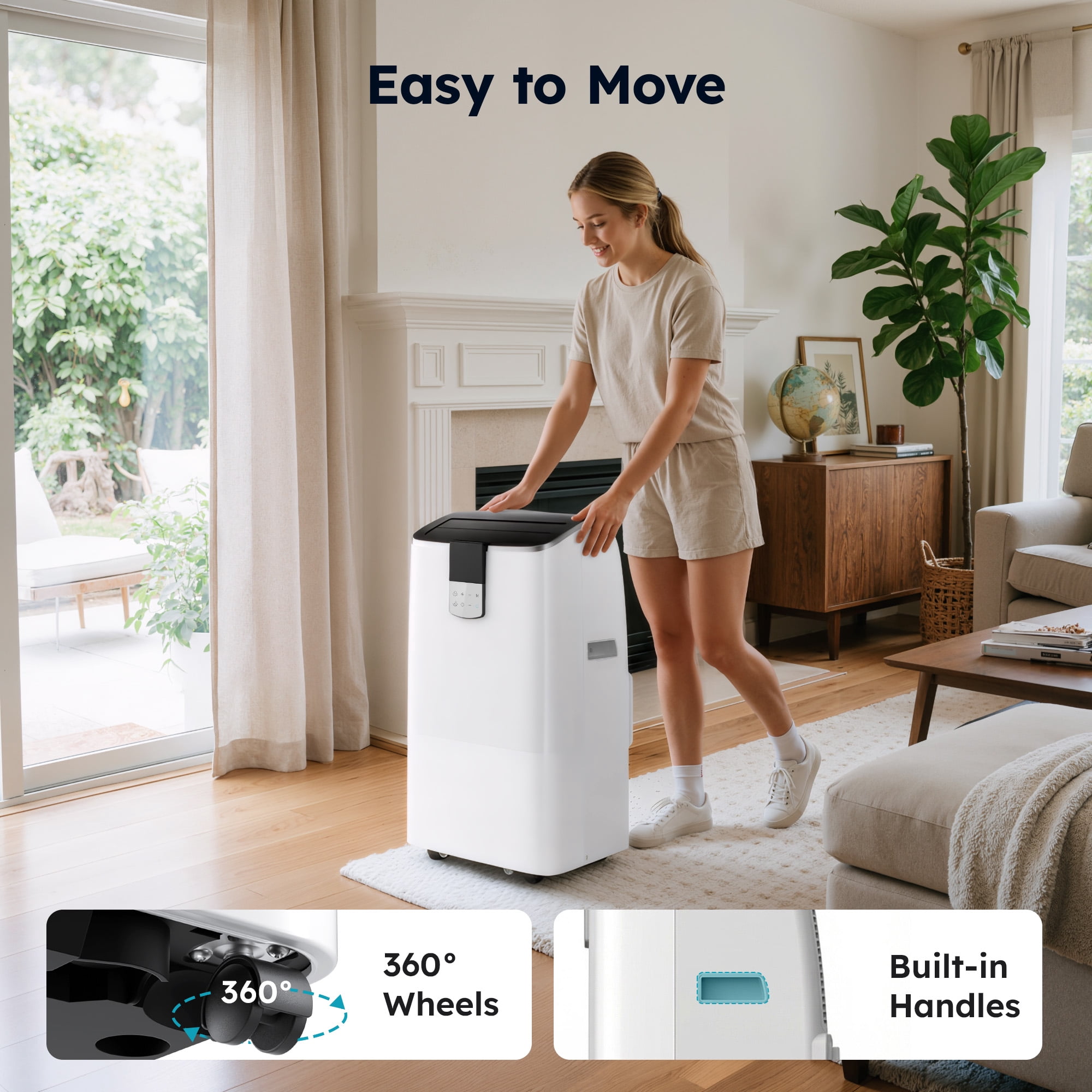 SIMZLIFE 12000 BTU Portable Air Conditioner with WIFI for Room, Portable AC Unit with Remote Control, White