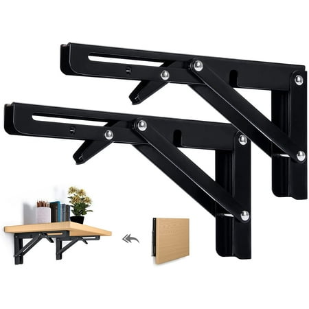 

2Pcs Folding Shelf Bracket 200Mm Folding Bracket Wall Shelf Heavy Duty Folding Bracket Black Folding Console Bracket For Table Wall Shelf 50Kg Load Bearing