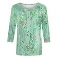 thumbnail image 4 of Viluyesy Round Neck T-Shirt for Womens 3/4 Sleeves Shirt Tops Loose Blouse Green Size 5XL, 4 of 4