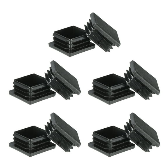 Square Plastic Hole Plugs 1.6inch, Tubing Insert End Cap, Black 10 Pack