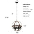 thumbnail image 4 of Giantex 6 Lights Chandelier, Ceiling Lamp w/Bronze Metal Spherical Shade & Adjustable Chain, 4 of 6