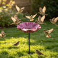 thumbnail image 4 of Bird Bath for Outside,Ground Stake Wild Bird Feeder Water Bowl,Weather‑Resistant Metal Stake Bird Bath Feeder,Weatherproof Bird Feeding Water Station Stake,Stake Bird Waterer for Backyard Patio, 4 of 4