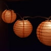 LB-1PK 10 Socket Roseate / Pink Coral Round Paper Lantern Party String Lights (4 Inch Lanterns, Expandable)