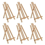 U.S. Art Supply 14" Medium Tabletop Display Stand A-Frame Artist Easel (Pack of 6) Beechwood Tripod, Canvas Photo Holder