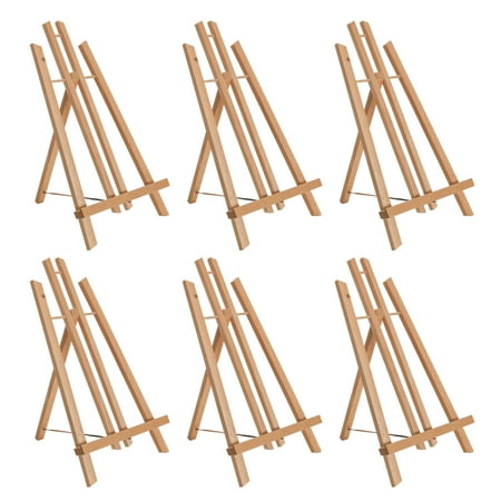 U.S. Art Supply 14" Medium Tabletop Display Stand A-Frame Artist Easel (Pack of 6) Beechwood Tripod, Canvas Photo Holder