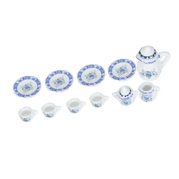 Juego De Tazas De Té En Miniatura 1:12 De 15 Piezas, Exquisita Colección De Té De Porcelana, Juego En Miniatura De Té De Porcelana De Estilo Clásico, Ideal Para Decoración De