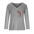 thumbnail image 4 of Tops Para Mujer Blusa de Navidad Camisas de Manga Larga Otoño Moda Causal Cuello en V Camiseta de Perforación en Caliente Odeerbi ODB169304, 4 of 6