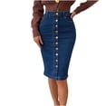 thumbnail image 2 of Jsaierl Women’s High Waist Button Front Denim Pencil Skirt Slim Fit Casual Jean Skirt for Retro Style and Office, 2 of 5