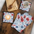 thumbnail image 5 of Pioneer Flower Kitchen Oven Mitt and Pot Holder Sets 4 Pcs for Baking, Cooking and Grilling, Heat Resistant Up To 392 °F, 5 of 7