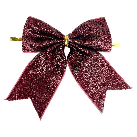 1Pcs Christmas Bow Ornament for Xmas Tree,Ribbons Glitter Bow,3.54 inch Mini Bowknot Christmas Tree Hanging Decoration,for Christmas Wreaths Tree New Year Hanging Decor Craft(Z3-Wine red)