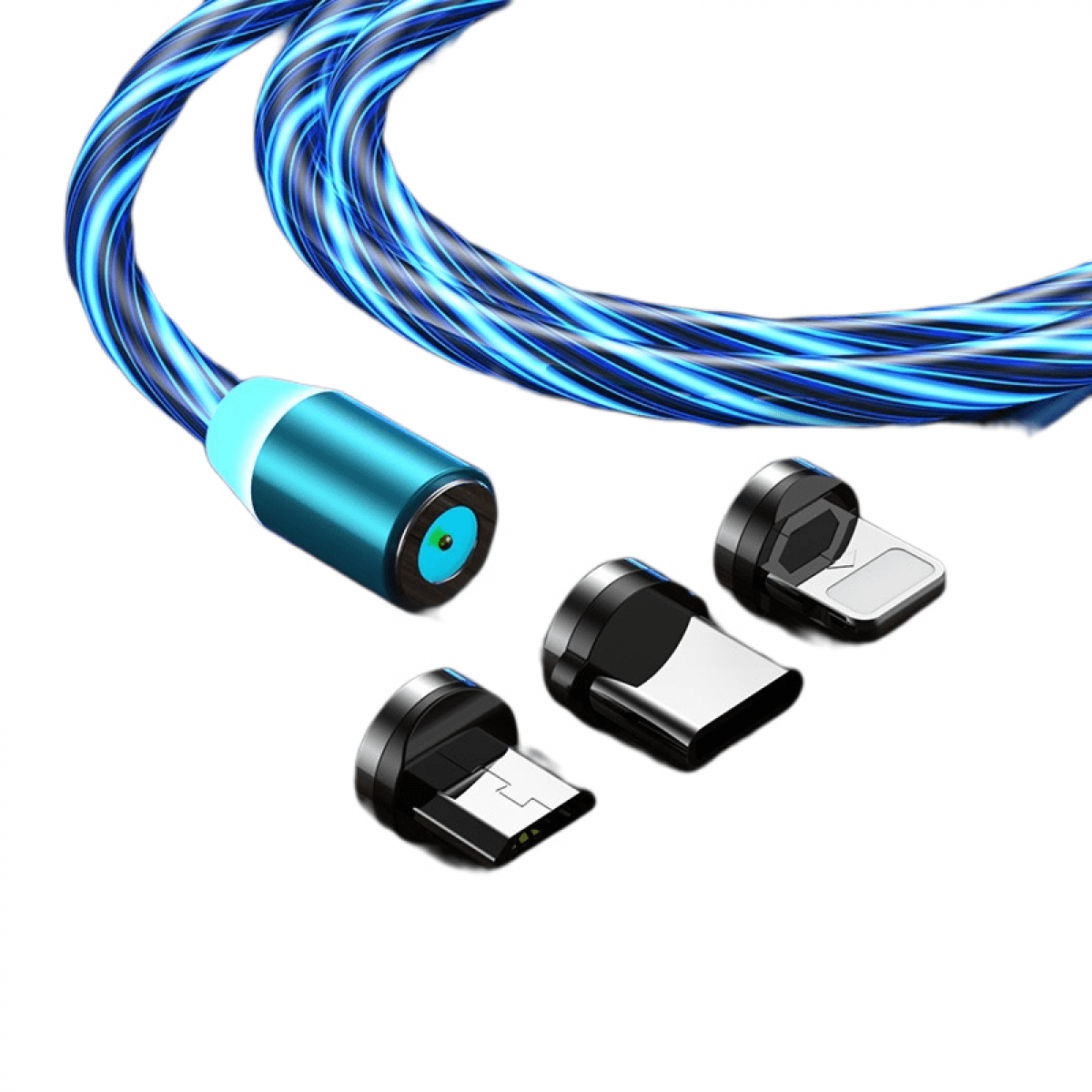 YSTINNG Light Up Magnetic Charging Cable Multipurpose Charging Cable Smart Colorful Light Glowing USB Cable 3 in1Charger Cable Magnetic Charging Cable A311-001