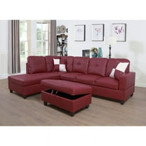 PonLiving Furniture Wellington Living Room Sectional with Ottoman / Upholstery Color: Red, Orientation: Left Hand Facing