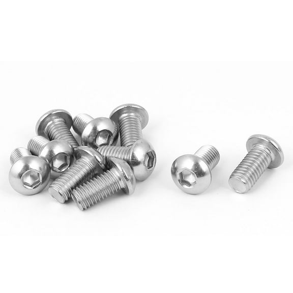 M8 x 16mm Stainless Steel Button Head Socket Cap Screw 10 Pcs