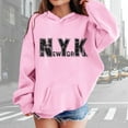 thumbnail image 2 of oqasdz Kids Child Girls Boys Sweatshirts Letter Prints Sports Hooded Pullover Top Pocket Casual Stretch Loose Fit Outdoor Size 11 Y-12 Y, 2 of 4