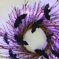 thumbnail image 2 of 17.7Inch Black Halloween Wreath with Bats Timer 30 LED Purple Lights Halloween Front Door Decoration Spooky Glitter Wreath Battery Powered Halloween Decor Home Indoor Outdoor Party Wall, 2 of 5