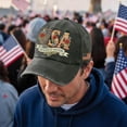 thumbnail image 4 of Minjewel Unisex 250th USA Anniversary Adjustable Hat Patriotic Vintage Baseball Cap Distressed Washed For July 4th Celebration,Army Green, 4 of 7