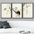 thumbnail image 2 of wall26-3 Panel Framed Canvas Wall Art - Chinese Ink Painting Style Birds on Tree Branch with Small Yellow Fruits - Giclee Print Gallery Wrap Modern Home Art Ready to Hang - 16"x24"x3 Black, 2 of 5